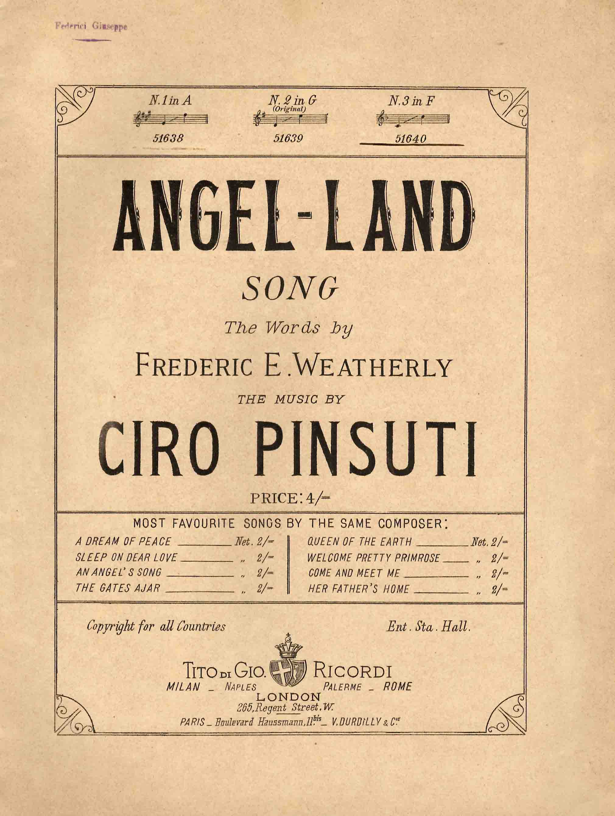 Angel-Land. Song, n. 3